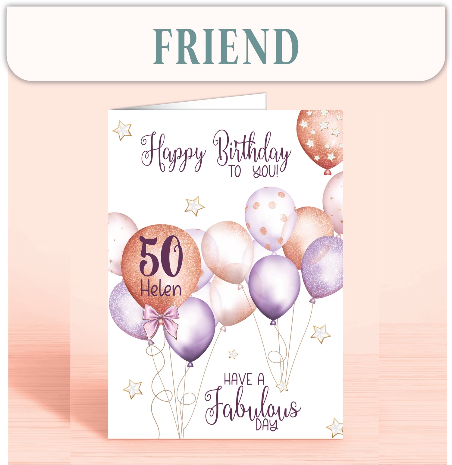Personalised Birthday Cards for Friends of all ages at Oliver Rose Designs
