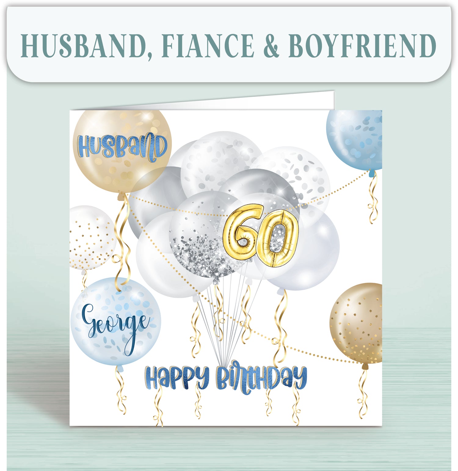 Husband Birthday Cards, Fiancé Birthday Cards, Boyfriend Birthday Cards, Personalised if required | Oliver Rose Designs