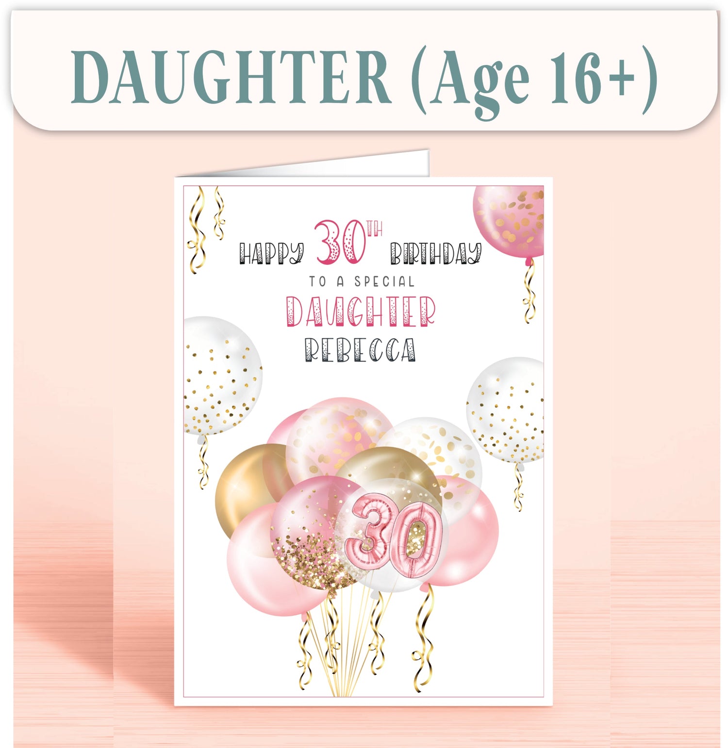 Daughter Birthday Cards, Personalised Birthday Cards for Daughter Age 16 and over