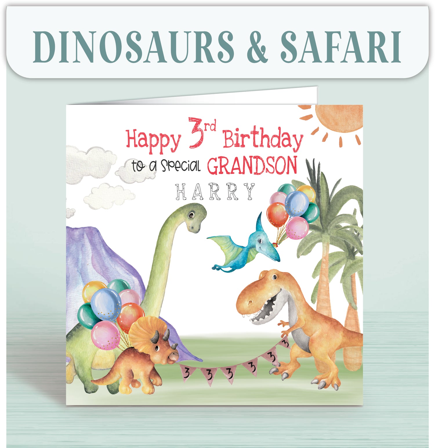 Dinosaurs & Safari Birthday Cards - Oliver Rose Designs