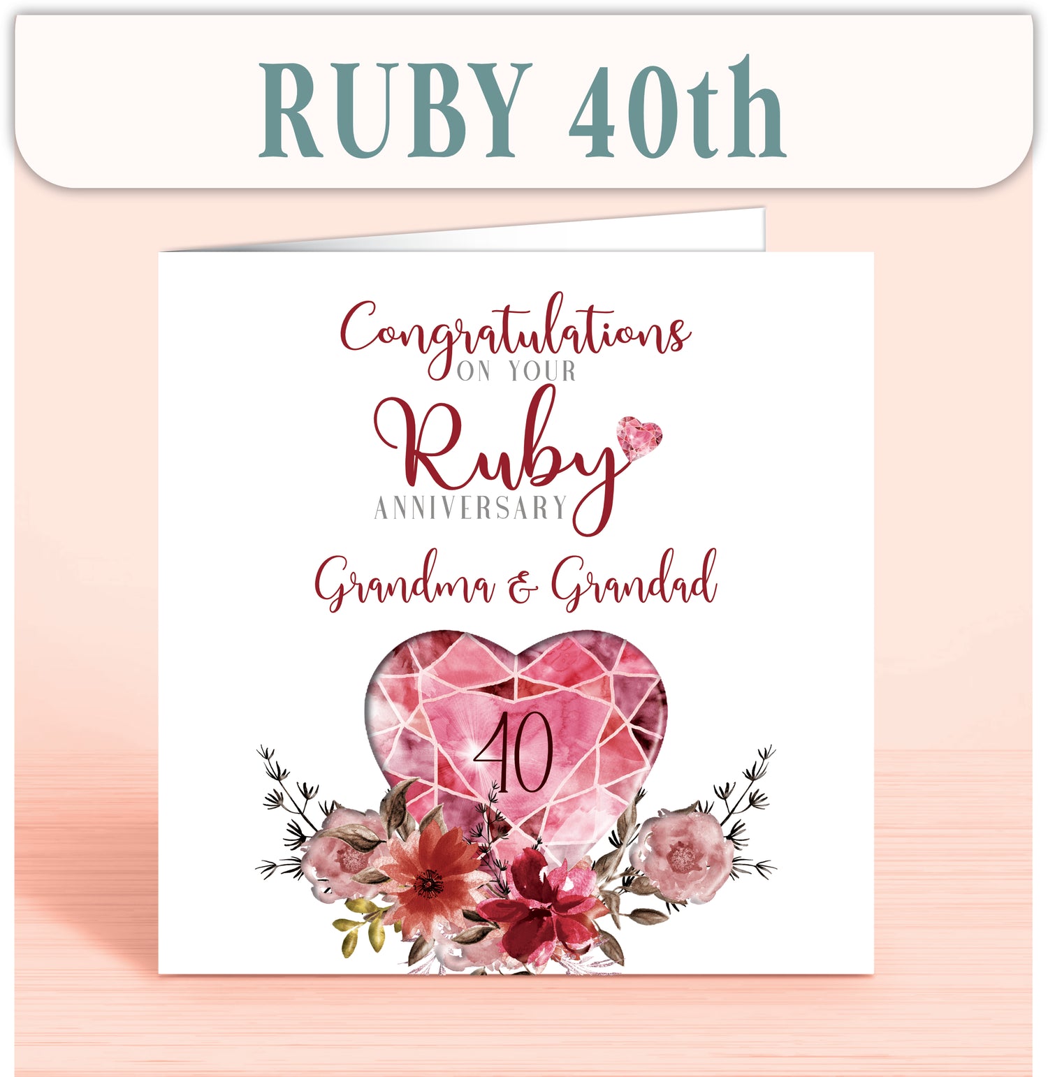 Ruby 40th Anniversary Cards - Oliver Rose Designs
