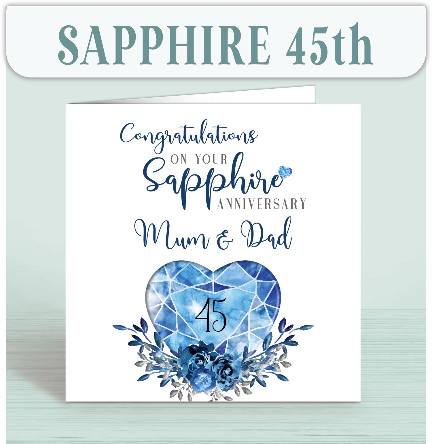 Sapphire 45th Anniversary Cards - Oliver Rose Designs