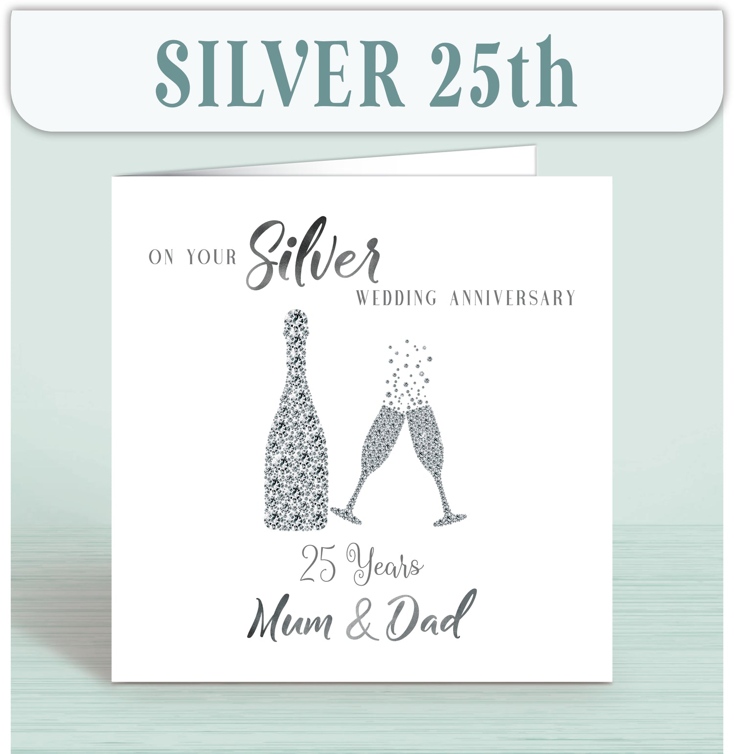 Silver 25th Anniversary Cards - Oliver Rose Designs
