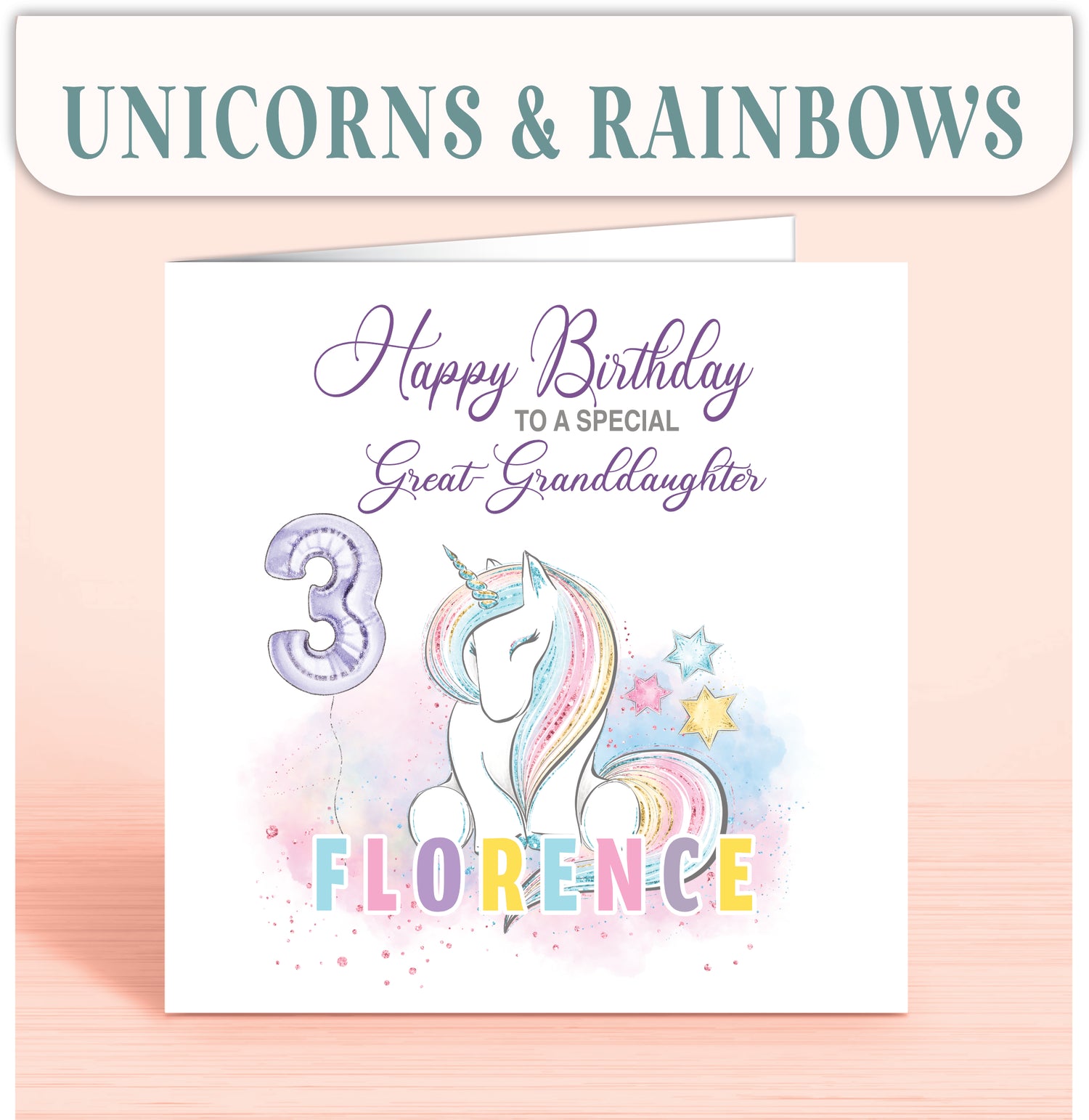 Unicorn Birthday Cards & Rainbow Birthday Cards for Girls / Kids / Children | Oliver Rose Designs