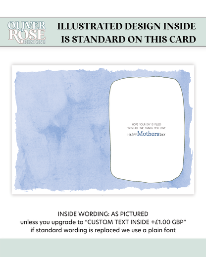 Mothers Day Card especially for you Grandma, Blue/Yellow Bouquet (8x6 inches)