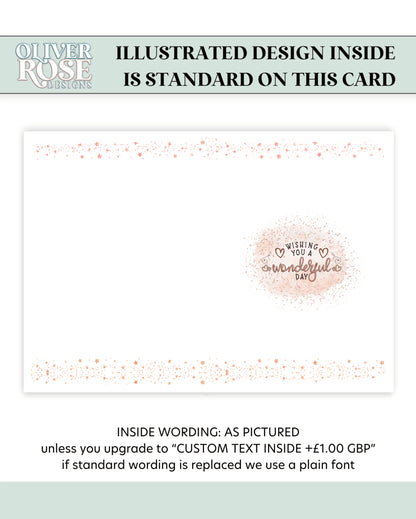 Personalised Birthday Card for Her, Rose Gold Effect (8x6 inches)