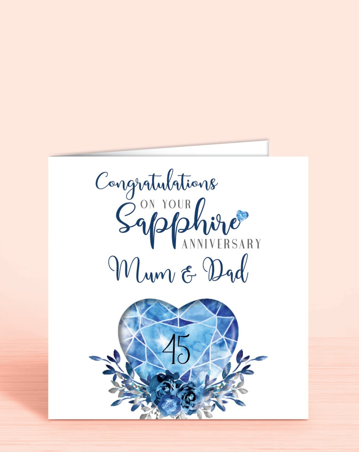 WHITE COTTON CARDS Grußkarte Zum 45. Hochzeitstag – „Sapphire Anniversary“ Mit Love-Design, Handgefertigt, 16x16 Cm