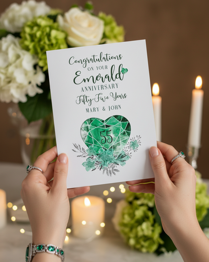 Anniversary card held in hands