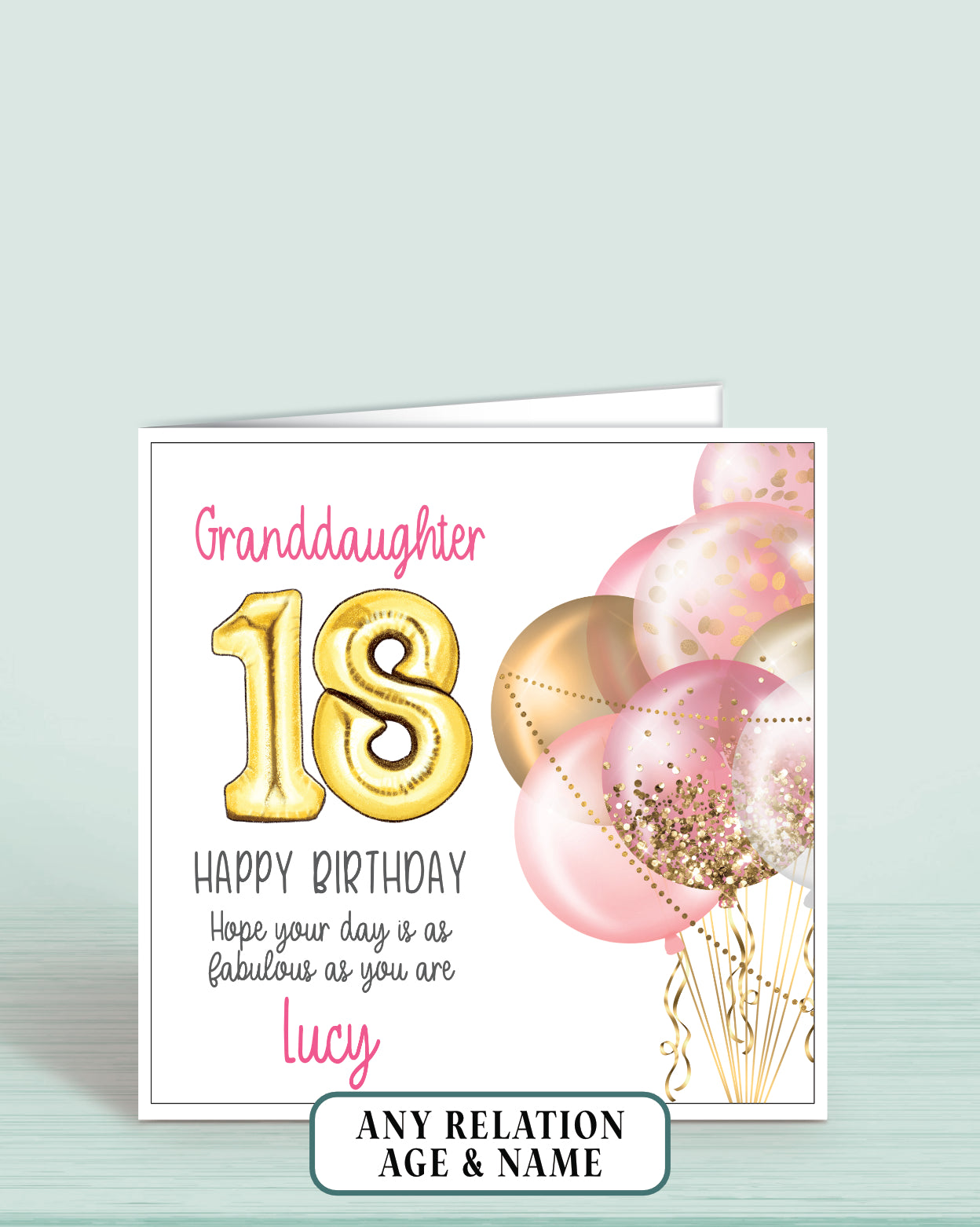 Granddaughter Birthday Card, 18th Birthday Card for Granddaughter, personalised with a name | Oliver Rose Designs