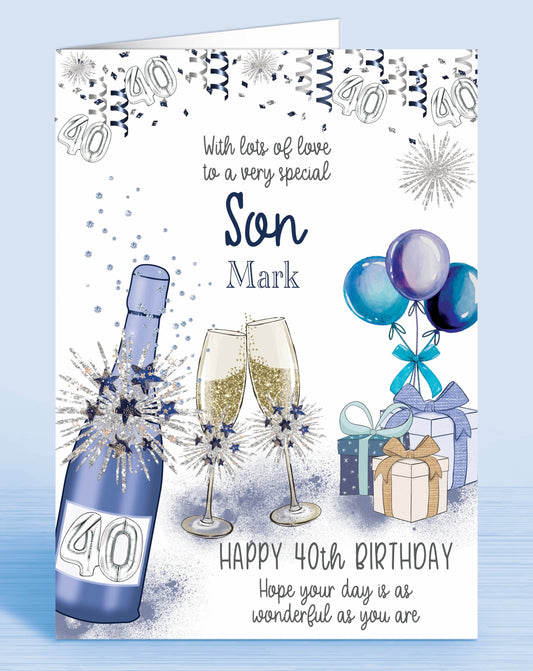 Son 40th Birthday Card, Personalised 40th Birthday Card for Son | Oliver Rose Designs