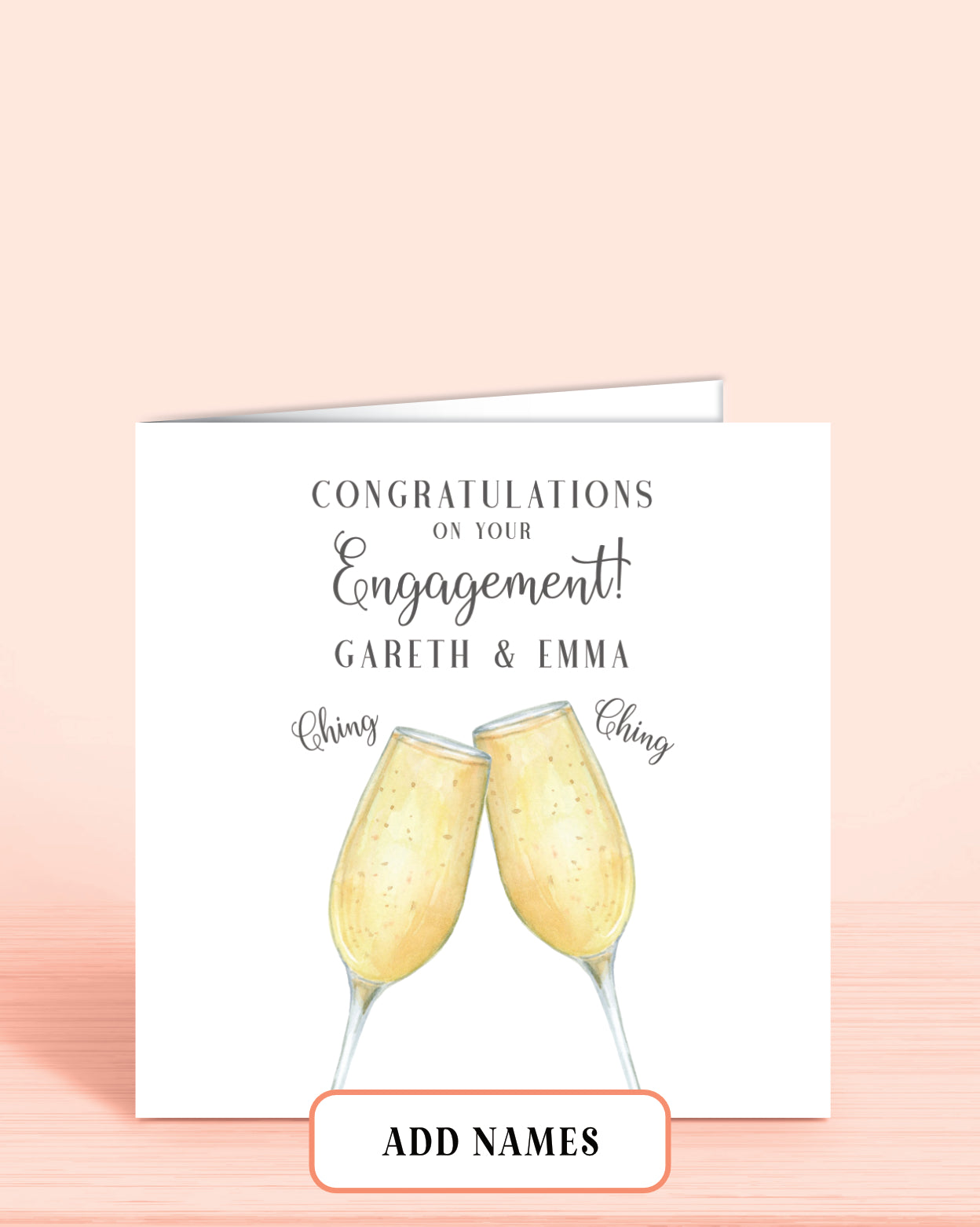 Personalised Engagement Card, Congratulations on your engagement with Couples Names | Oliver Rose Designs