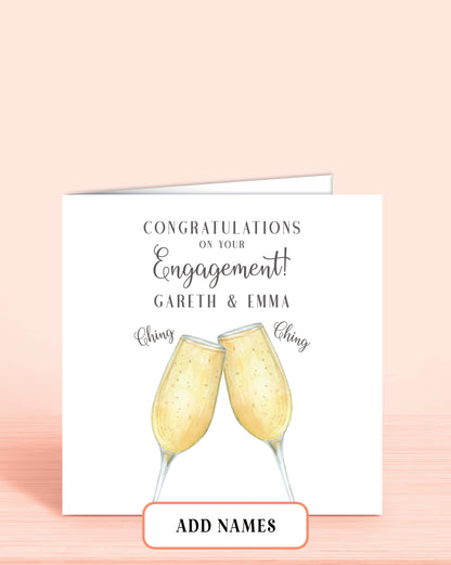 Personalised Engagement Card, Congratulations on your engagement with Couples Names | Oliver Rose Designs