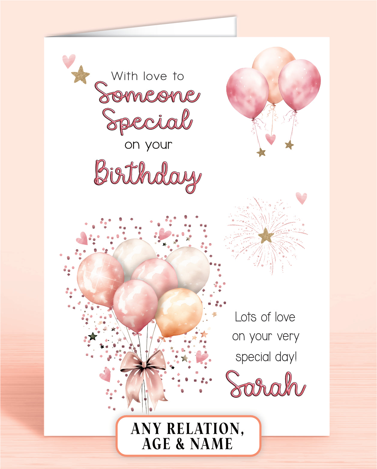Someone Special Birthday Card for Her, Personalised Birthday Card for Female (approx 6x6 inches, inc envelope) - Oliver Rose Designs