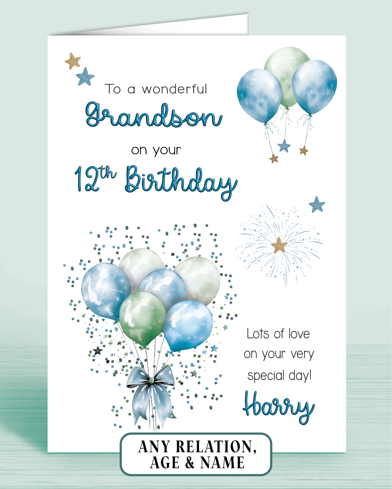 Grandson Birthday Cards, Personalised Birthday Cards for Grandson 1-15 ...