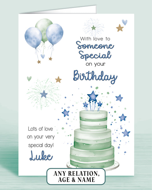 Someone Special Birthday Card for Him, Personalised Birthday Card for Men (approx 8x6 inches, inc envelope) - Oliver Rose Designs