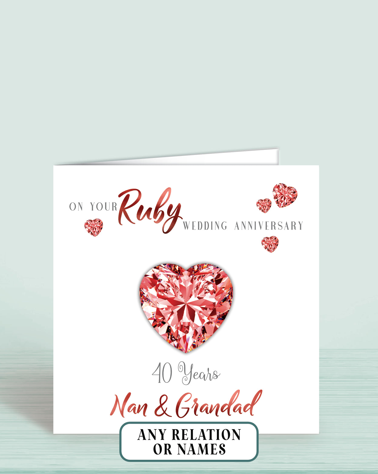 Ruby Ann Card 40th Ruby Anniversary Card (6x6 inches) – Oliver Rose Designs