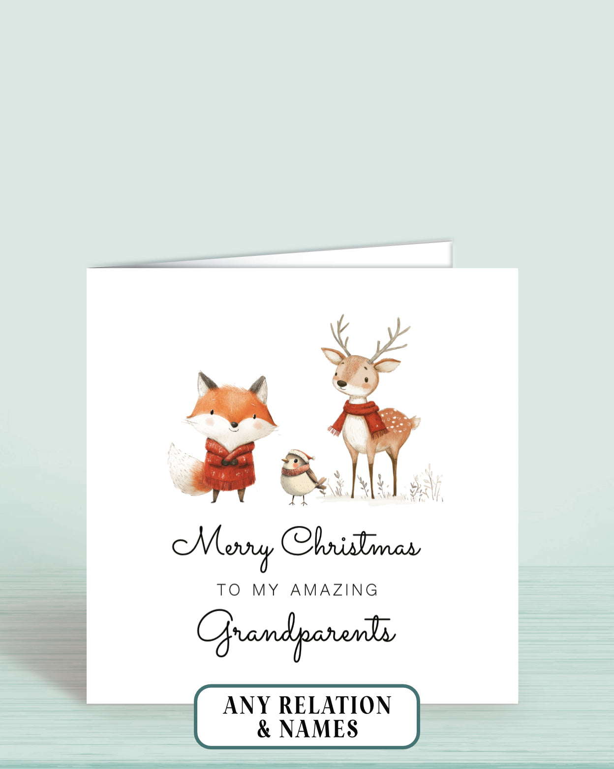 Grandparents Christmas Card, or change to any relation, Merry Christmas to my amazing Godparents, Auntie & Uncle or Mum & Dad. by Oliver Rose Designs