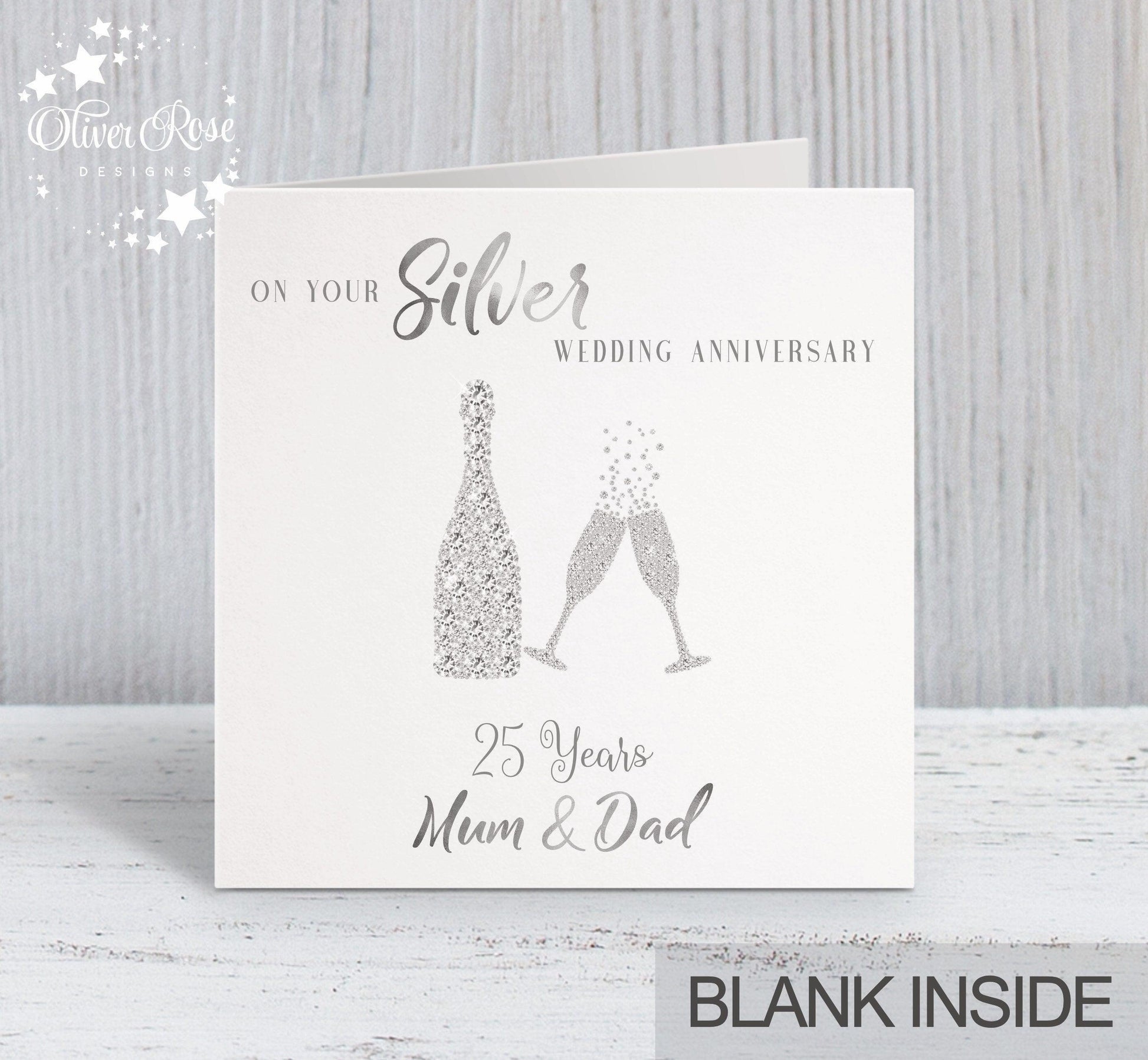Silver Anniversary Card, 25th Anniversary Card, Mum & Dad, 25 years wedding, on your silver anniversary