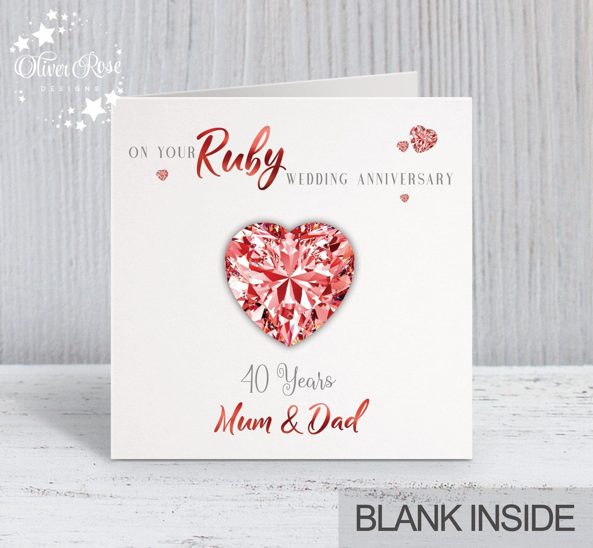 40th Ruby Anniversary Card, mum & dad, 40 years, on your wedding anniversary