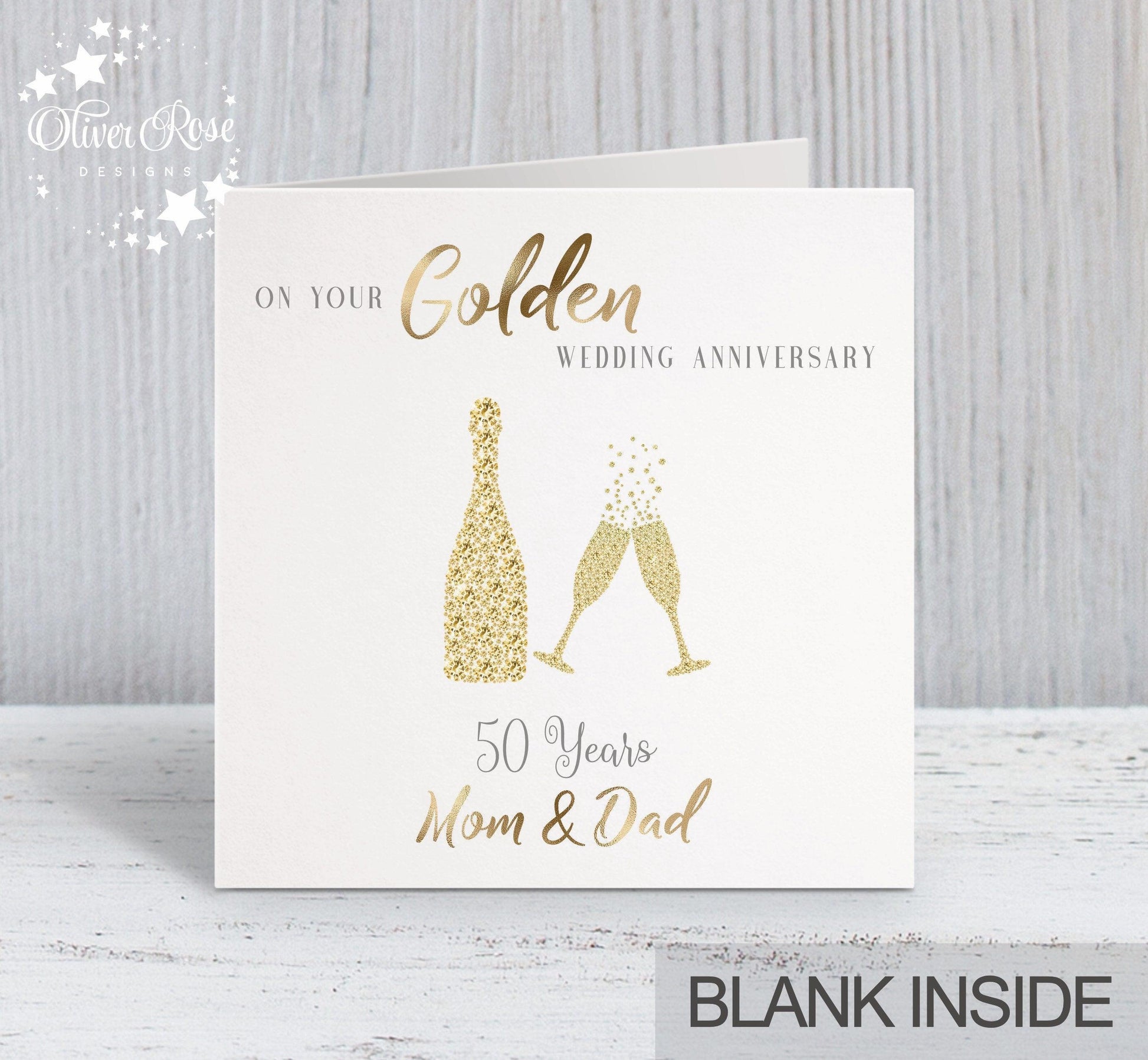 50th Golden Anniversary Card, On your Golden Anniversary, Mum & Dad, 50 years