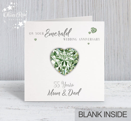 55th Emerald Anniversary Card, On your Emerald Anniversary, Mum & Dad, 55 years