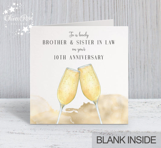 Anniversary Card, To a lovely Brother & Sister-in-law, 10th Anniversary