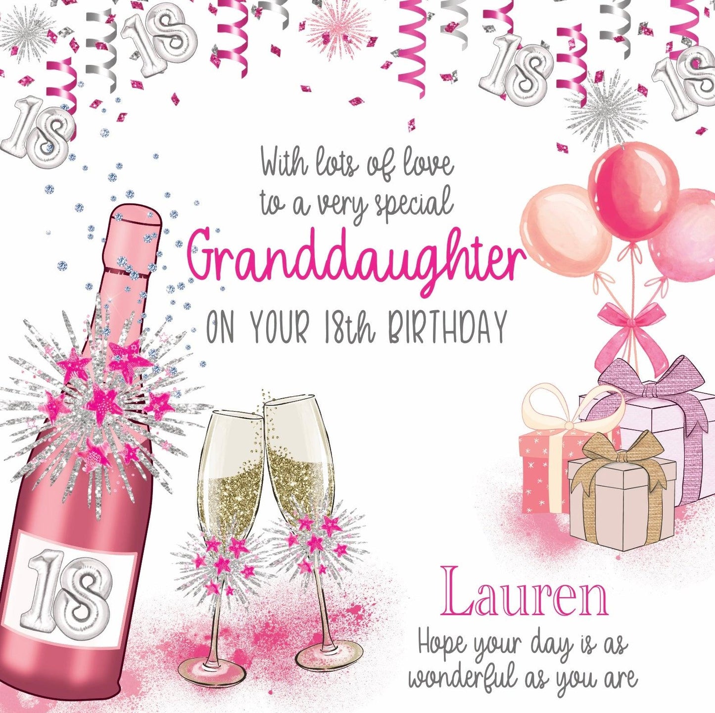 18th Birthday Card for Her, Any Relationship, Any Age, Personalised Women's Birthday Card. BDBUBBLESPINK | Oliver Rose Designs