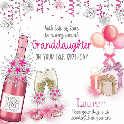 18th Birthday Card for Her, Any Relationship, Any Age, Personalised Women's Birthday Card. BDBUBBLESPINK | Oliver Rose Designs
