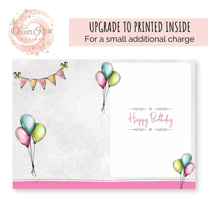 Pastel Candles Personalised Birthday Card Matching Printed Design Inside UPGRADE  | Oliver Rose Designs
