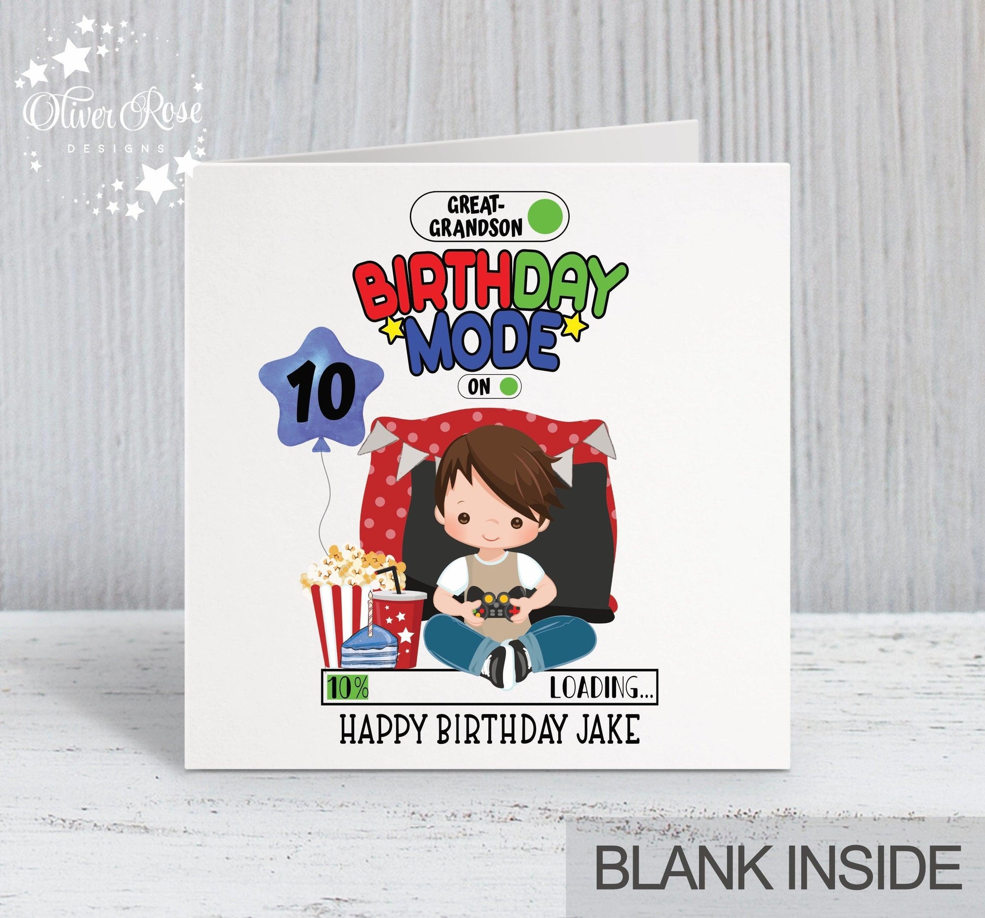 Gaming Gamer Theme Birthday Card, Boys, Personalised Card, 12th Birthday Card, Great-Grandson