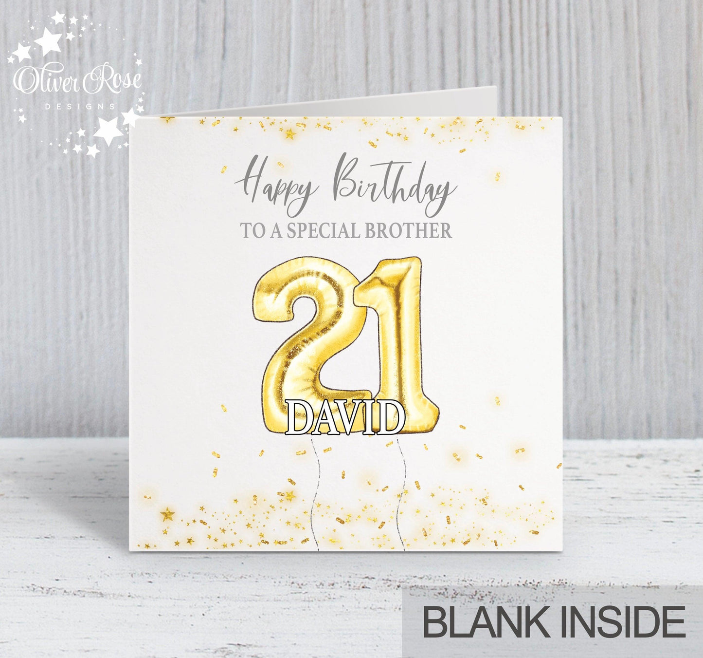 AGE(GOLD) Birthday Card, 21st Birthday Card, Printed Gold Effect, Brother