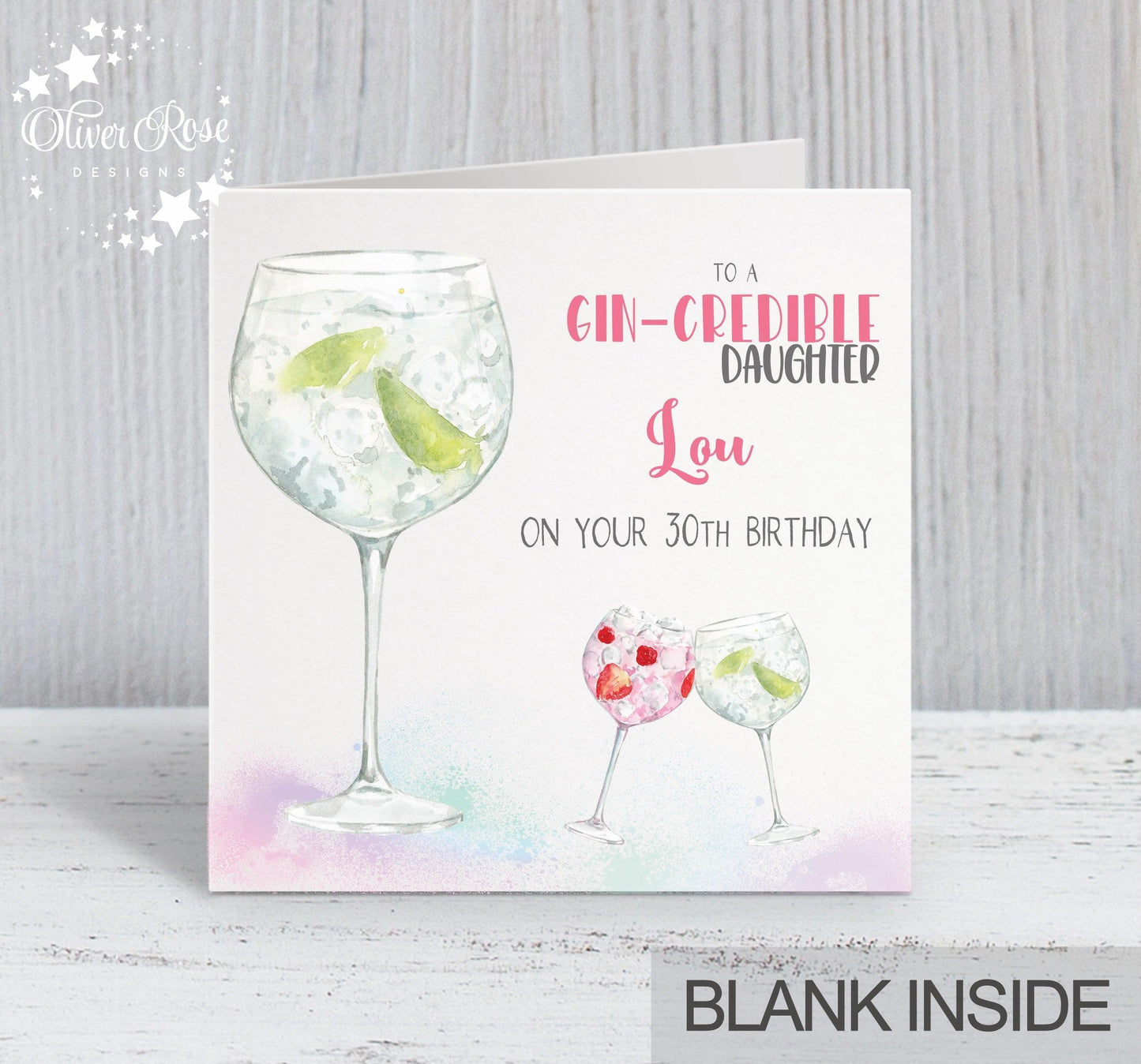 Green Gin Birthday Card (5.75" Square) - Gin-credible - Oliver Rose Designs