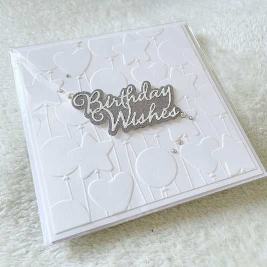 Handmade 5.75 inch Square ‘Birthday Wishes’ Card - Oliver Rose Designs