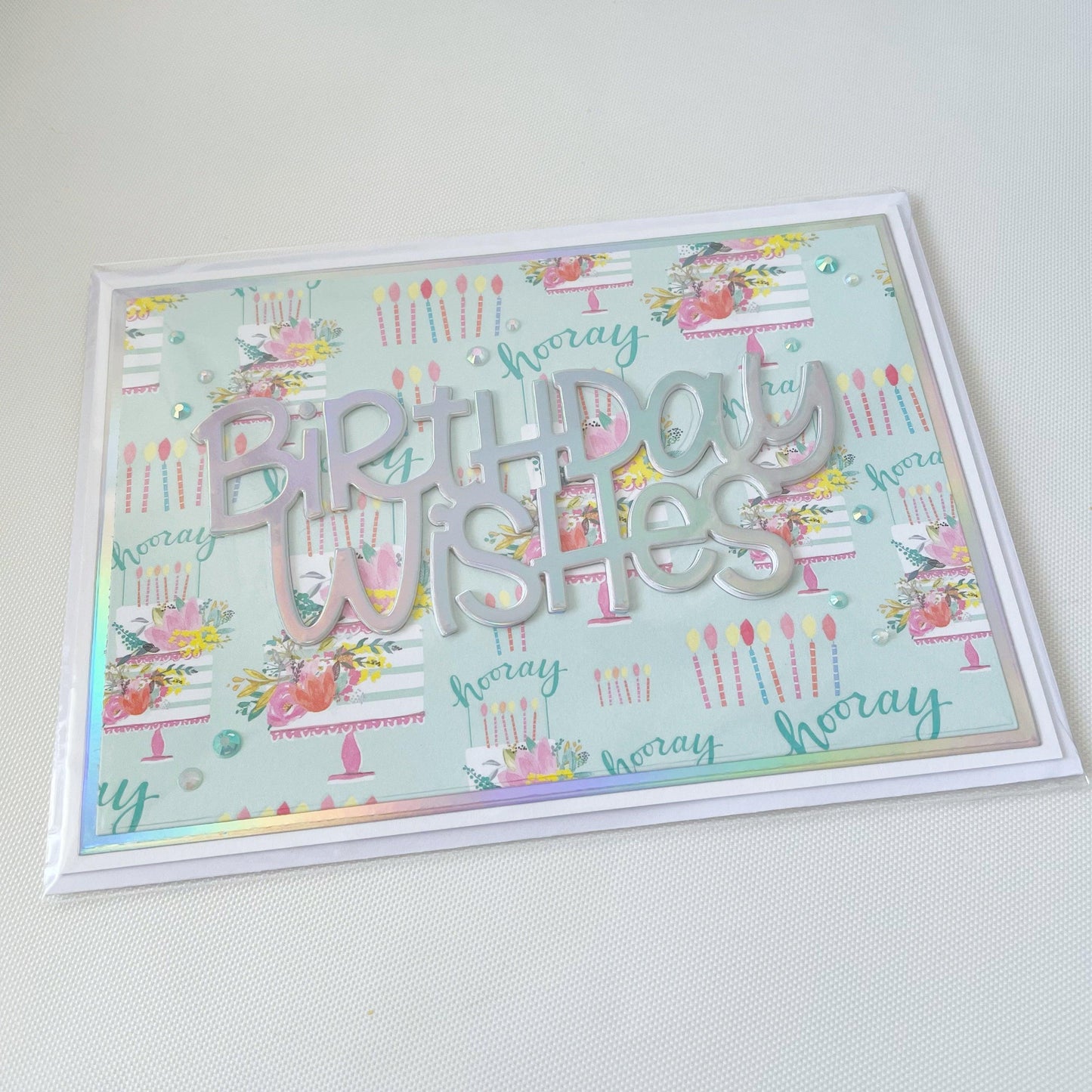 Handmade 5x7 inch Landscape 'Birthday Wishes’ Card - Oliver Rose Designs
