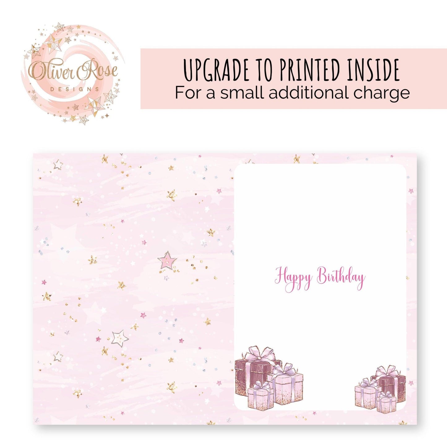 upgrade birthday card to matching printed design inside teengirl girl on phone