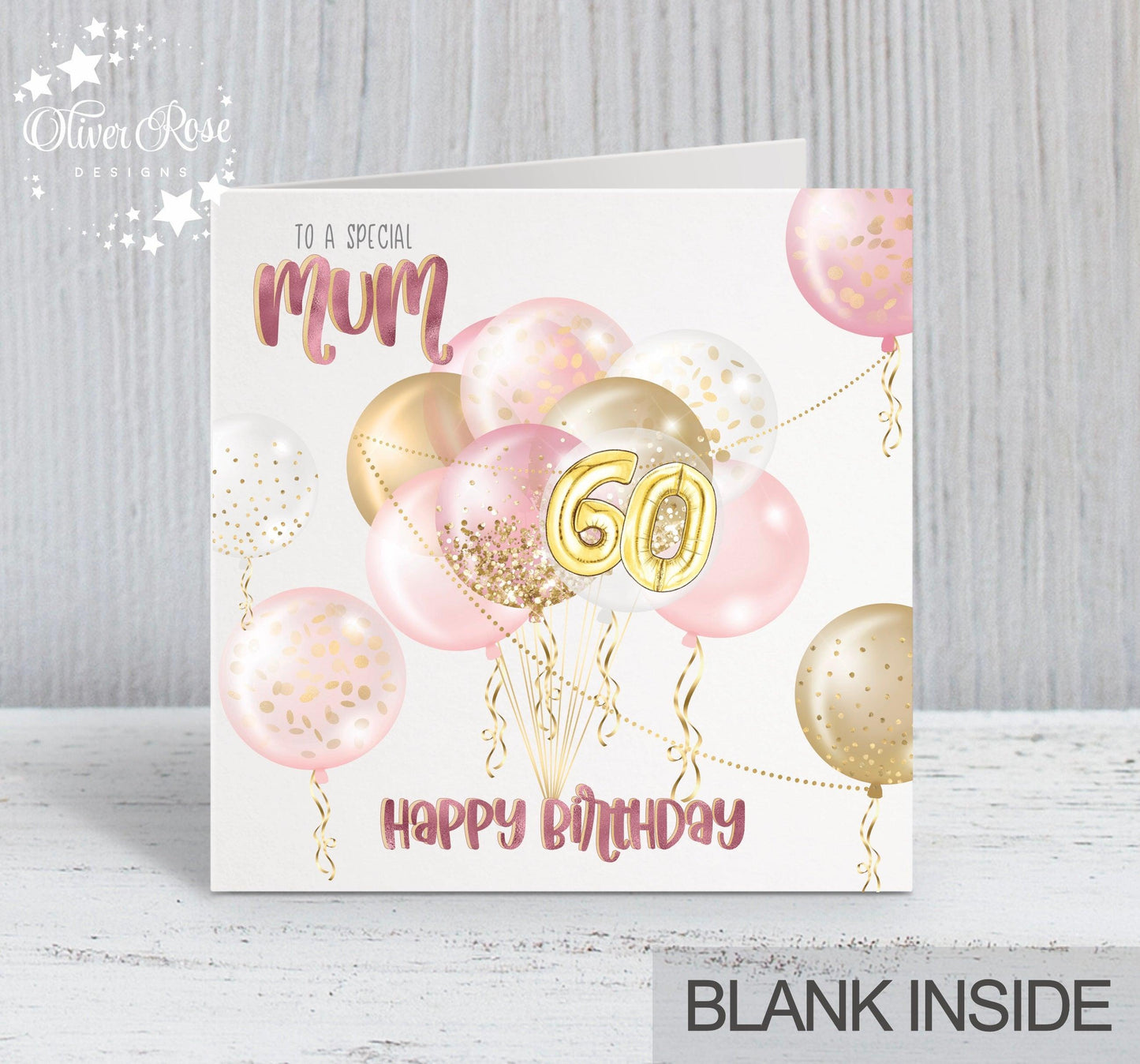 Pink Balloons Birthday Card (5.75" Square) - Oliver Rose Designs