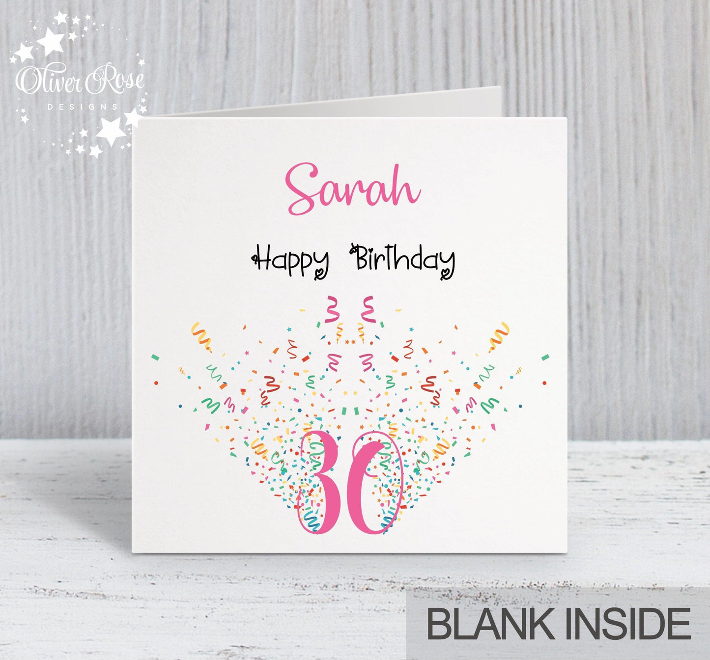 Confetti Birthday Card, Personalised, Happy Birthday, 30th