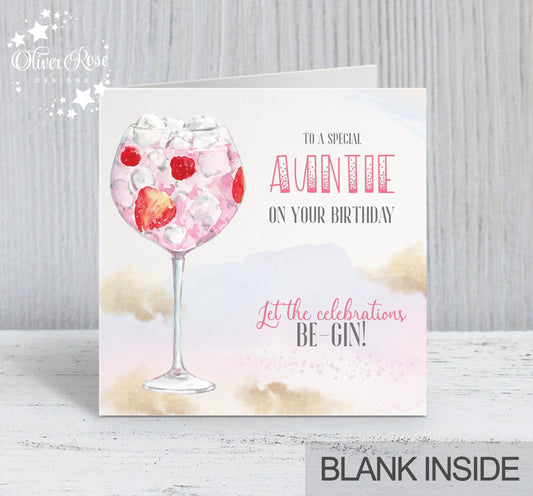 Pink Gin Birthday Card (5.75" Square) - Let the Celebrations Be-Gin - Oliver Rose Designs