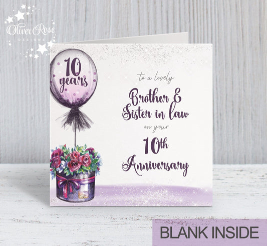 Purple Floral Balloon Anniversary Card (5.75" Square) - Oliver Rose Designs