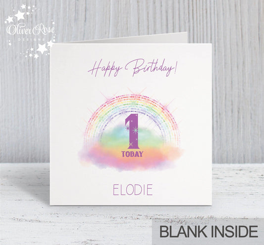 Rainbow Cloud Birthday Card (5.75" Square) - Oliver Rose Designs