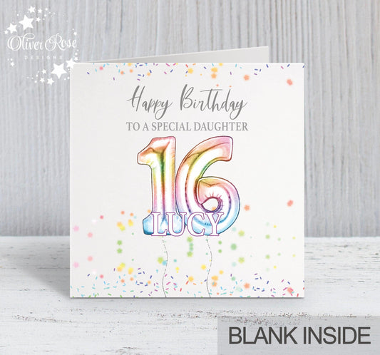 Rainbow Effect Birthday Card (5.75" Square) - Oliver Rose Designs