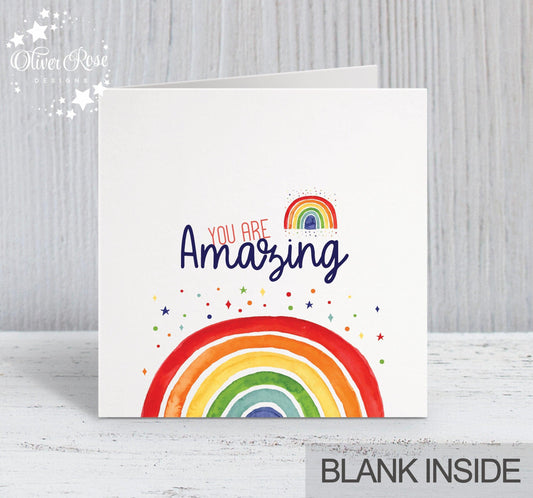 Rainbow Gratitude / Encouragement Card (5.75" Square) - Oliver Rose Designs