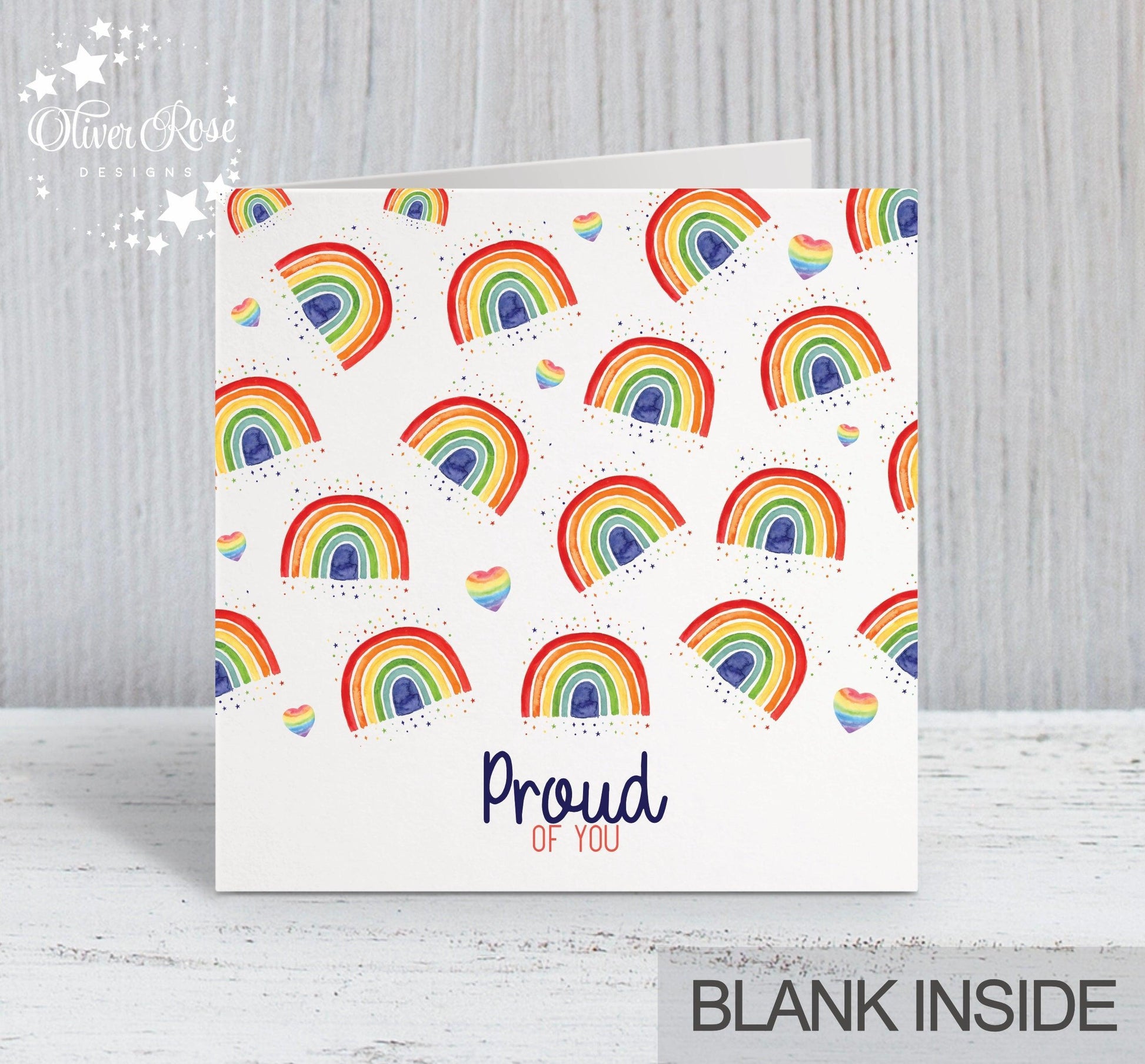 Rainbow Pattern Gratitude / Encouragement Card (5.75" Square) - Oliver Rose Designs