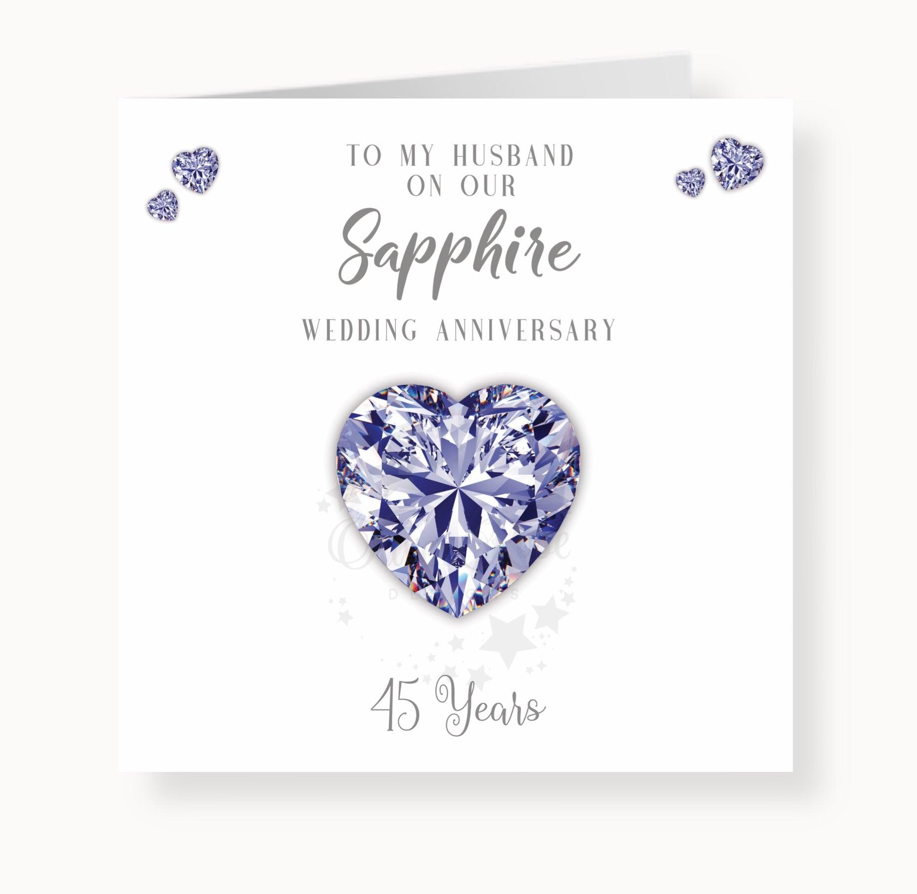 45th Sapphire Anniversary Card, On Our Sapphire Anniversary, Husband, Wife, 45 years