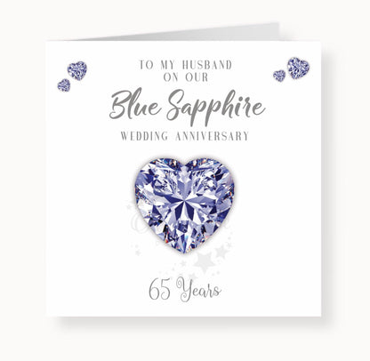 65th Blue Sapphire Anniversary Card, On Our Blue Sapphire Anniversary, Husband, Wife, 65 years