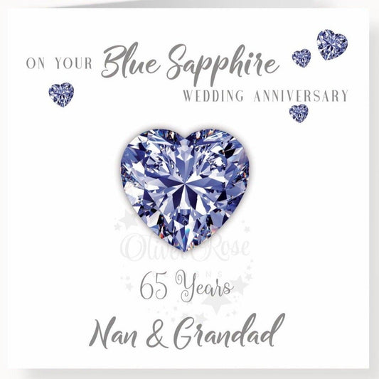 65th Blue Sapphire Anniversary Card, On your Blue Sapphire Anniversary, Nan & Grandad, 65 years