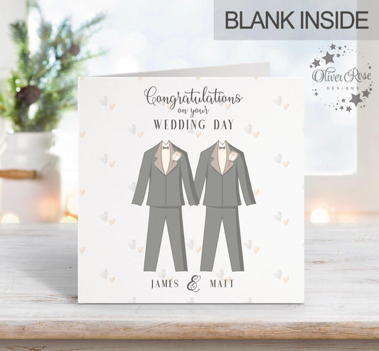 Suit & Suit Wedding Day Card (5.75" Square) - Oliver Rose Designs