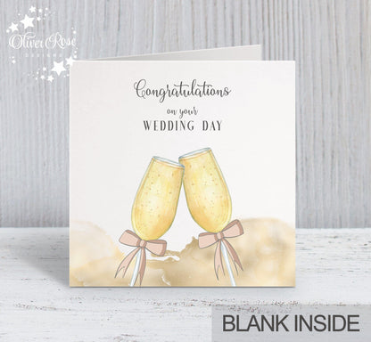 Wedding Card, Congratulations on your wedding day, Personalised Card, Pink & Pink